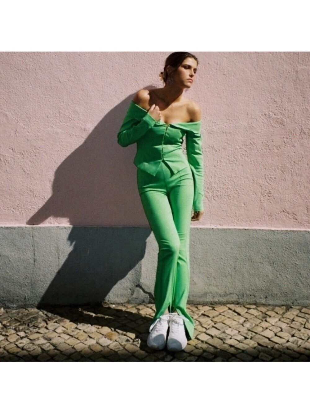 Zara Green Skinny Leg Trousers